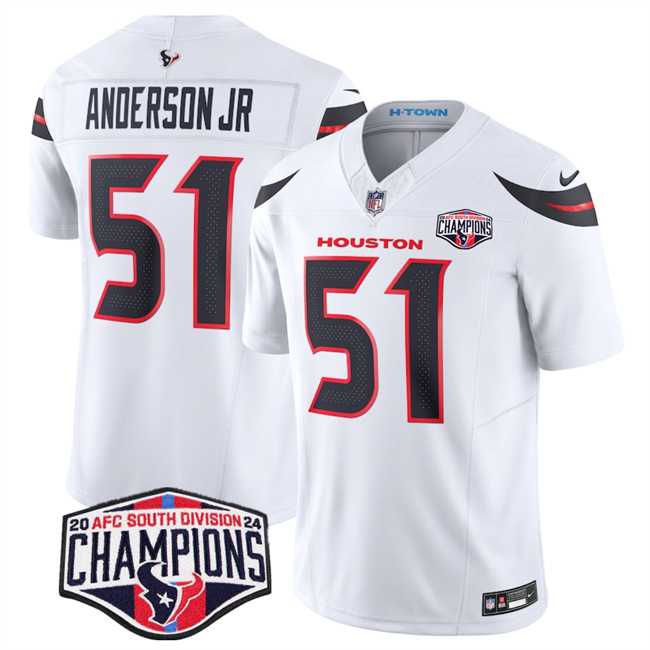 Mens Houston Texans #51 Will Anderson Jr. White F.U.S.E. 2024 AFC South Division Champions Vapor Limited Stitched Jersey